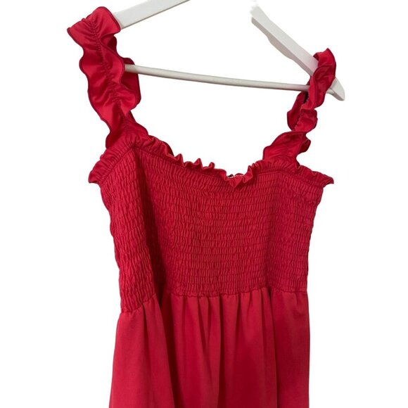 White Birch Pink Smocked Flowy Womens Top Ruffled Straps Small - Picture 3 of 14